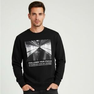 Zara Black Graphic Crewneck Sweater